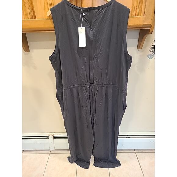 Eileen Fisher Graphite Fine Tencel Stretch Jersey Drawstring Jumpsuit Sz 2X New - Picture 5 of 10